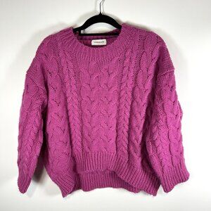 Goodnight macaroon Katelyn Chunky hot pink knit sweater One Size Cottage‎ Core